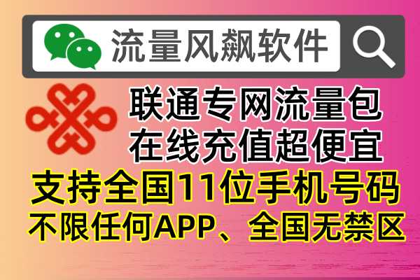 🚀在线充值联通专网流量包，自带加速功能！